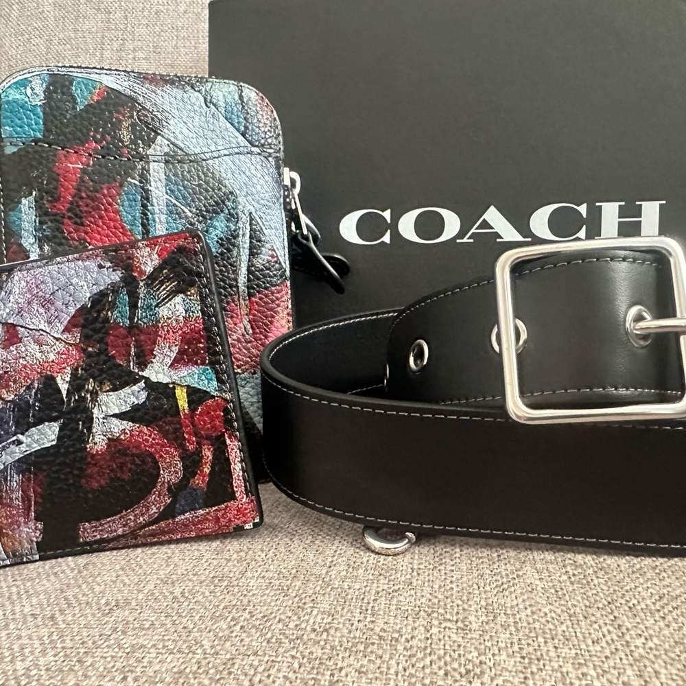 Men’s colorful Mint and Serf crossbody bag and wallet. NWT